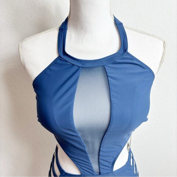 Tempt Me Blue One Piece Open Swimsuit Size Small Brand New - Picture 4 of 5